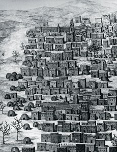 Vista da cidade de Timbuktu, Mali, gravura de Travels through Central Africa to Timbuctoo, de René Caillie (1799-1838) entre 1824 e 1828, África de Rene Caillie