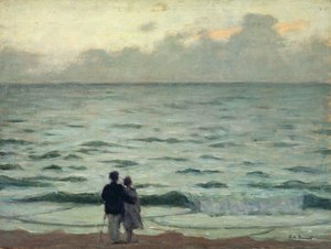 Gust of Wind, Sunset at Cabourg, c.1937 (óleo sobre painel)