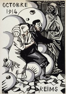 Outubro de 1914, Reims - desenho de Herman Paul - na edição "Calendário de Guerra". 1916 de Rene George Hermann Paul