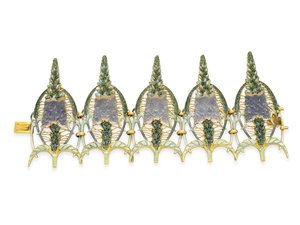 Bracelete Art Nouveau &39;Speedwell&39;, c.1900 (vidro, esmalte e ouro) de Rene Jules Lalique