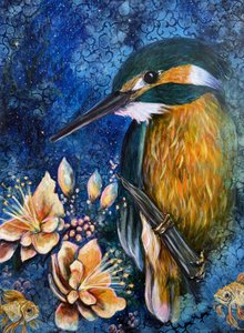 A Flor Mística do Martim-pescador de Renee Machan Cottagecore Artist