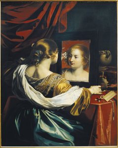 Vaidade ou jovem em seu banheiro, c. 1626 de Renieri