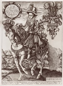 Carlos I como Príncipe de Gales a Cavalo, de &39;O Livro dos Reis&39;, 1618