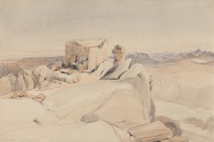 A Cimeira do Monte Sinai ou Jebel Musa, 1840 (wc, grafite e bodycolour em papel tufado bege)
