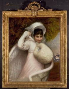Retrato de uma senhora em um vestido branco de Rev. Mathew William Peters