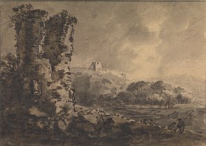 Paisagem Clássica com Ruína à Esquerda, Duas Figuras à Direita de Rev. William Gilpin