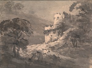 Paisagem com um Castelo em ruínas à direita de Rev. William Gilpin