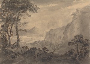 Paisagem Montanhosa com Árvores - Alto Crags à Direita de Rev. William Gilpin