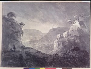 Vista para um vale sinuoso (caneta e tinta no papel)