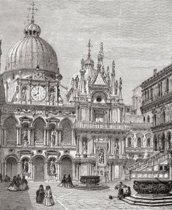 Pátio do Palácio Ducal, Veneza, Itália, no final do século XIX. De Italian Pictures by Rev. Samuel Manning, publicado por volta de 1890. de Reverend Samuel Manning