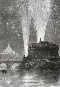Iluminação de São Pedro e espetáculo de fogo de artifício no Castel Sant