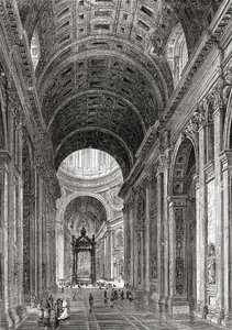 Interior da Basílica de São Pedro, Cidade do Vaticano, Roma, Itália, no final do século XIX. De Italian Pictures by Rev. Samuel Manning, publicado em 1890. de Reverend Samuel Manning
