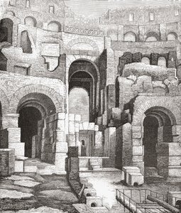 Interior do Coliseu, Roma, Itália, desde as escavações de 1874. De Italian Pictures do Rev. Samuel Manning, publicado em 1890. de Reverend Samuel Manning