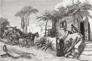 Frades mendicantes perto de Nápoles, Itália, no final do século XIX. De Italian Pictures do Rev. Samuel Manning, publicado por volta de 1890. de Reverend Samuel Manning