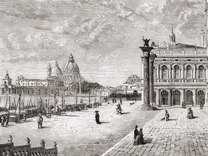 Piazza San Marco ou Praça de São Marcos, Veneza, Itália, no final do século XIX. De Italian Pictures do Rev. Samuel Manning, publicado por volta de 1890.