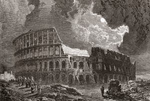 O Coliseu, Roma, Itália, ao luar, no final do século XIX. De Italian Pictures do Rev. Samuel Manning, publicado em 1890. de Reverend Samuel Manning