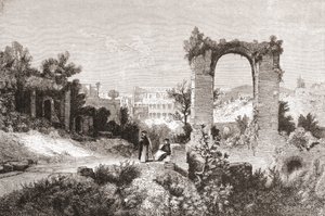 O Palatino a partir do Monte Aventino, Roma, Itália, no final do século XIX. De Italian Pictures by Rev. Samuel Manning, publicado em 1890. de Reverend Samuel Manning