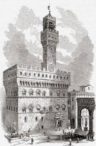 O Palazzo Vecchio, Florença, Toscana, Itália, no final do século XIX. De Italian Pictures by Rev. Samuel Manning, publicado em 1890. de Reverend Samuel Manning