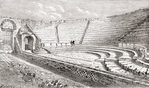 O pequeno teatro, Pompeia, Nápoles, Itália From Italian Pictures by Rev. Samuel Manning, published c.1890. de Reverend Samuel Manning
