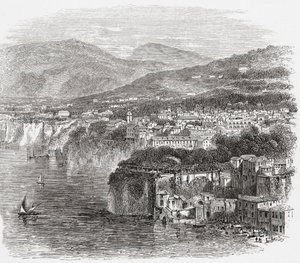 Vista de Sorrento, na Campânia, sul de Itália, em finais do século XIX. De Italian Pictures do Rev. Samuel Manning, publicado por volta de 1890. de Reverend Samuel Manning
