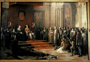 Colombo com os reis católicos (Isabel e Fernando) de... de Ricardo Balaca y Canseco