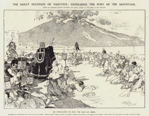A grande erupção do Vesúvio: exorcizando a fúria da montanha (gravura) de Riccardo Pellegrini