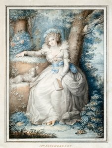 Sra. Fitzherbert (cor litho) de Richard (after) Cosway