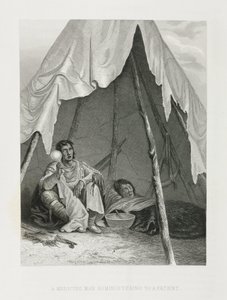 Um homem de medicina que administra a um paciente, América do Norte de John Pardon