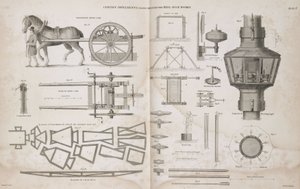 Itens utilizados durante a construção do Farol Bell Rock Lighthouse, c 1810 de John Pardon