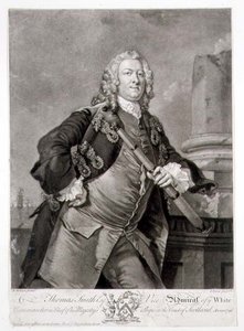 Retrato do Almirante Thomas Smith (d.1762) Vice-Almirante do Branco, gravado por John Faber (1684-1756) 1746 (gravura) de Richard (after) Wilson