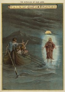 Os Milagres de Cristo: Jesus caminha sobre a água (chromolitho) de Richard Andre