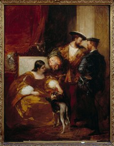 François I e a Duquesa de Etampes. Anne de Pisseleu, Duquesa de Etampes, favorita de François I (1508-1580). Pintura de Richard Bonington (1801-1828) Ec. Ang
