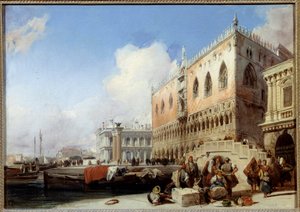 Vista de Veneza, do Quai des Schiavoni e do Palácio dos Doges Pintura de Richard Bonington (1801-1828) 1827 Sol. 0,41 x 0,54 m