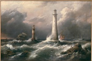 HMS Lord Warden fora dos faróis de Eddystone de Richard Brydges Beechey