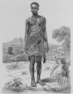Madi com arco e flechas, de &39;The History of Mankind&39;, vol. III, pelo Prof. Friedrich Ratzel, 1898