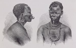 Moru mulher com ornamento labial, de &39;The History of Mankind&39;, vol. III, pelo Prof. Friedrich Ratzel, 1898