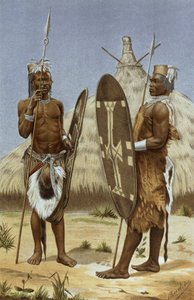 Guerreiros Nyam-nyam, de &39;The History of Mankind&39;, Vol.III, do Prof. Friedrich Ratzel, 1898