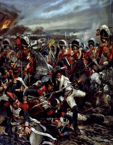 O Encargo dos Escoceses em Waterloo - pintura de Caton Woodville