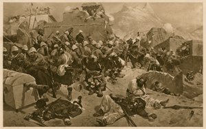 92º Highlanders e 2º Gurkhas invadindo Gundi Mulla Sahibdad durante a Batalha de Kandahar, Afeganistão, Segunda Guerra Anglo-Afghan