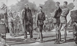 O Comandante Cronje rende-se a Lord Roberts (litografia) de Richard Caton II (after) Woodville