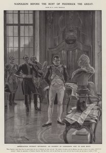 Napoleão antes do busto de Frederico o Grande (litho)
