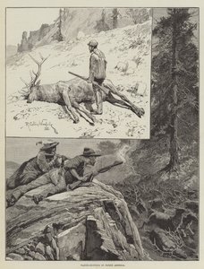 Wapiti-Hunting na América do Norte (gravura) de Richard Caton II (after) Woodville