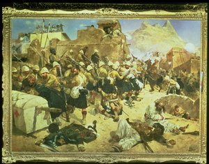 Candahar: Os 92º Highlanders e o 2º Gurkhas invadindo o mulá Sauddad de Gaudi de Richard Caton II Woodville