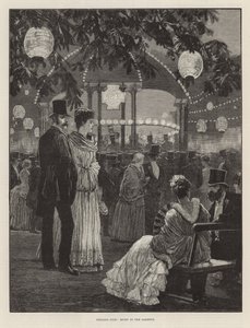 Festa da noite em benefício dos Hospitais de Londres - Música nos jardins de Richard Caton Woodville