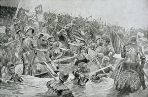 A batalha de Towton em 1461, ilustração da Hutchinsons &39;História da nação britânica&39;