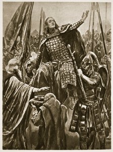 A Elevação de Edward, o Velho, em Sua Coroação, em Kingston-on-Thames, Whitsunday, de "The Illustrated London News", 1902 de Richard Caton Woodville