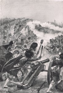 Os Highlanders transformando as armas francesas capturadas nos Batalhões de Brenniers, ilustração de "Batalhas Britânicas na Terra e no Mar", publicada por Cassell, Londres, c.1910 de Richard Caton Woodville