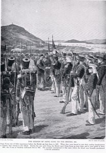 A cessão de Hong Kong à ilustração britânica de 1841 da "História da nação britânica" de Hutchinson, c.1923 de Richard Caton Woodville
