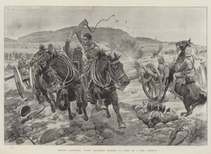 Antes de Ladysmith, Horse Artillery correndo para assumir uma nova posição
