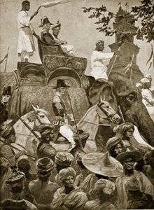 Tropas britânicas que entram em Cingapura, 1824, ilustração da "Hutchinson&39;s Story ofthe British Nation", c.1923 de Richard Caton Woodville junior